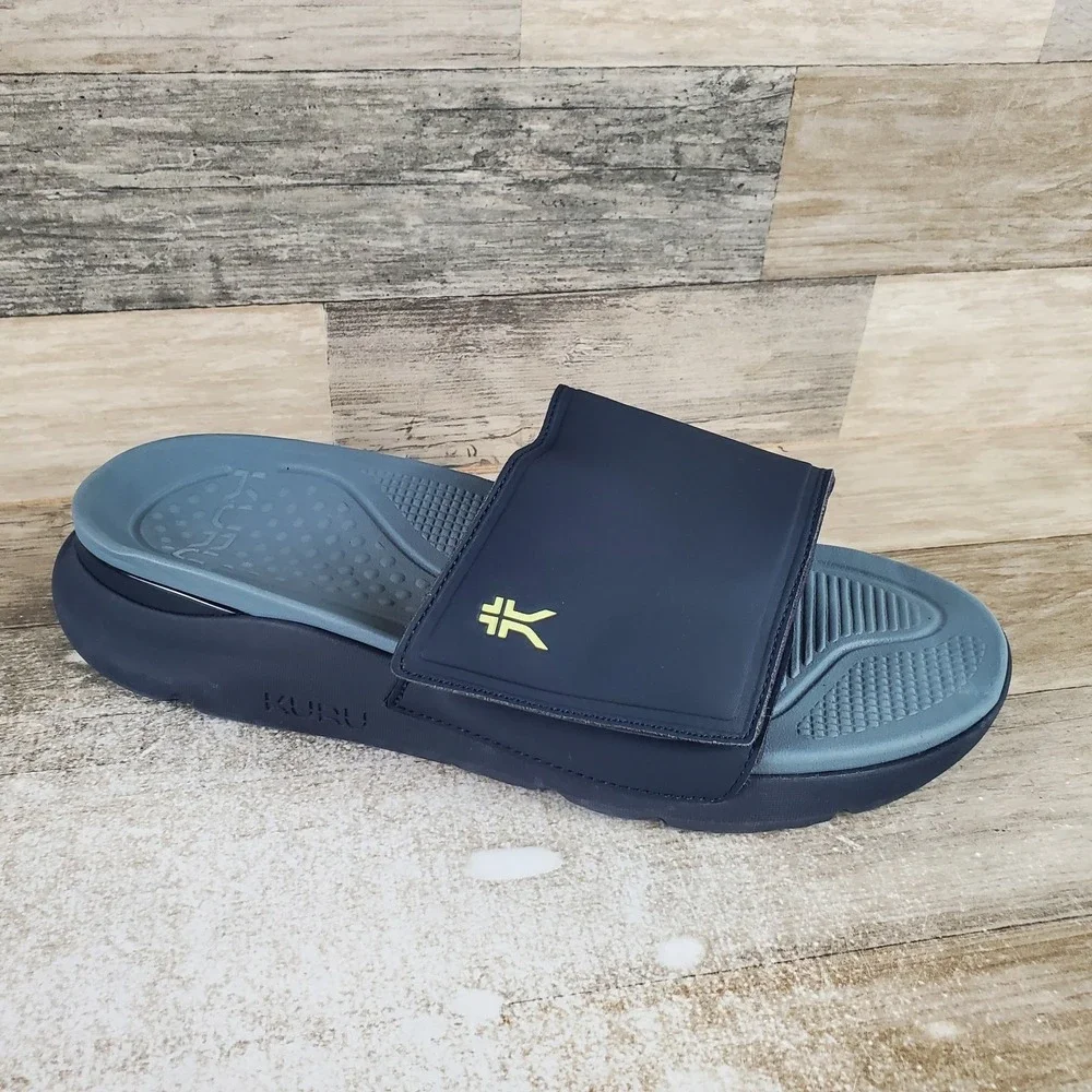 Kuru Moment Mens Slide Sandals Sz 13 M Midnight Blue Pale Lime Platform Slip On‎